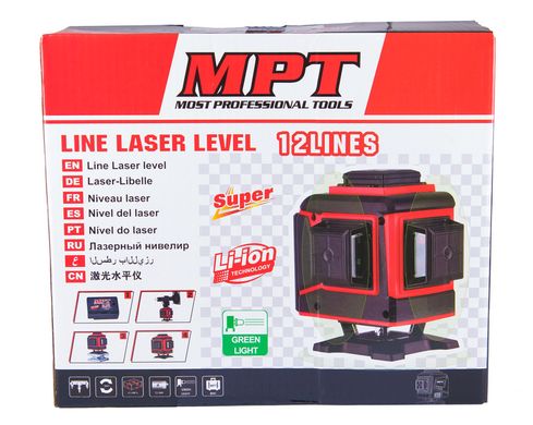 Рівень лазерний MPT PROFI H360+2хV360 3 лазерні головки GREEN 0.3 мм/м 45 м Li-ion тринога сумка MLL1207