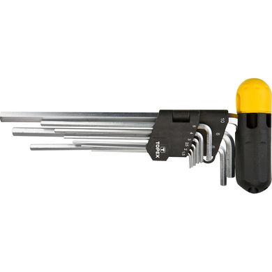 Ключі шестигранні TOPEX, набір 9 од., 1.5-10 мм, рукоятка для Ключів, довгі