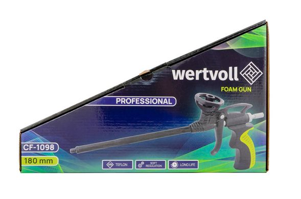 Пістолет для монтажної піни WERTVOLL 180 мм тефлонове покриття soft regulation CF-1098