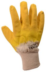 Рукавички бавовняні MASTERTOOL латексне ребристе покриття 3/4 10.5" жовті 83-0601