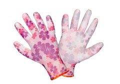 Рукавички безшовні трикотажні MASTERTOOL з поліуретановим покриттям долоні 9" 17-20 г фіолетові 83-0650Pu