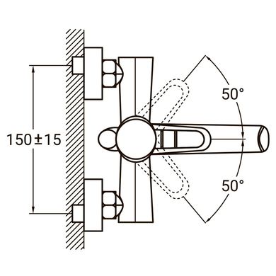 Смеситель HK Ø35 для ванны гусак прямой 150мм дивертор встроенный картриджный AQUATICA (HK-2C130C)