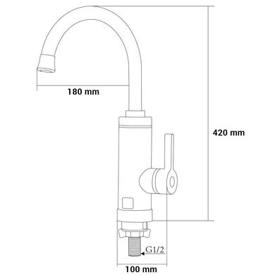 Кран-водонагрівач проточний HZ 3.0кВт 0.4-5бар для кухні гусак вухо на гайці (C) AQUATICA (HZ-6B143C)