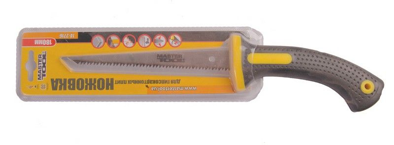 Ножовка для гипсокартонных плит MASTERTOOL 180 мм 9TPI каленый зуб 2-D заточка 14-2716