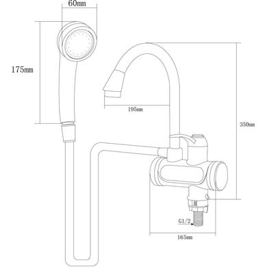 Кран-водонагрівач проточний JZ 3.0кВт 0.4-5бар для ванни гусак вухо на гайці AQUATICA (JZ-6C141W)