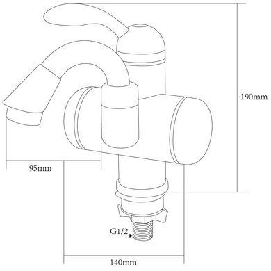 Кран-водонагрівач проточний LZ 3.0кВт 0.4-5бар для раковини гусак вигнутий на гайці AQUATICA (LZ-5A111W)