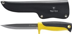 Нож универсальный TOPEX, лезвие 120 мм, держатель двухкомпонентный, 230 мм, кожаный чехол