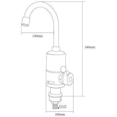 Кран-водонагрівач проточний NZ 3.0кВт 0.4-5бар для кухні гусак вухо на гайці AQUATICA (NZ-6B112W)