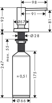 Дозатор для миючих засобів Hansgrohe A51, 500мл, хром