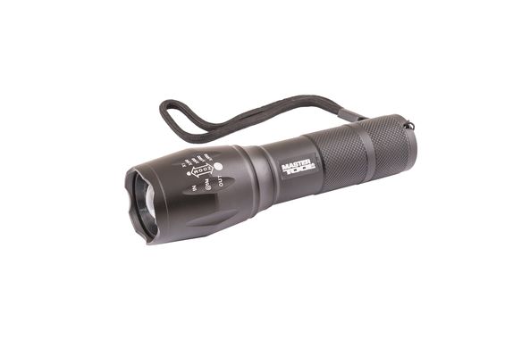 Ліхтарик з регулюванням фокусу MASTERTOOL 5 режимів 130х38х28 мм CREE XM-L T6 LED 3xAAA/1x18650 AL 94-0819
