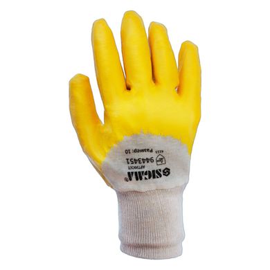 Рукавички трикотажні з нітрилові покриттям (жовті) SIGMA (9443441)