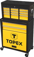 Шафа-візок для інструменту TOPEX, складається з 2 модулів 61.5х33х66 см та 60х26х34 см, висувні ящики, на колесах