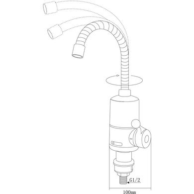 Кран-водонагрівач проточний NZ 3.0кВт 0.4-5бар для кухні гусак гофрований на гайці AQUATICA (NZ-6B312W)
