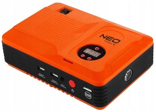 Пусковий пристрій Neo Tools Jumpstarter, для автомобілів, Power Bank 14000 мАг, 2хUSB 5В, 12В, пуск 400A, компресор 3.5 бар, ліхтарик LED