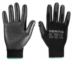 Рукавички робочі Verto, поліуретанове покриття, р.10, чорний