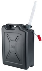 Канистра для топлива Neo Tools Pressol, 20 л, пластик HDPE, армейская, крепкая, гибкий слив, черный, 1.45кг