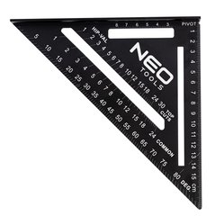 Кутник Neo Tools, 15 см, алюміній, 18.3x18.3x2.2 см, 45 і 90°
