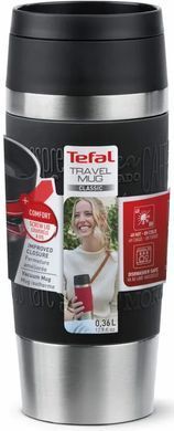 Термочашка Tefal Travel Mug Classic, 360мл, нержавеющая сталь, черный