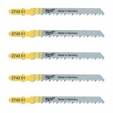 Полотна для лобзиков T101D MILWAUKEE, 75х4,0мм, (5шт), (древесина, чистый рез)