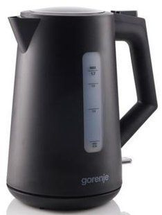 Електрочайник Gorenje 1.7л, Strix контроль, чорний матовий