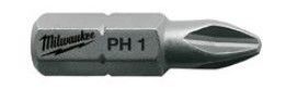 Біта MILWAUKEE, PH1, 25мм, (25шт), пластикова коробка