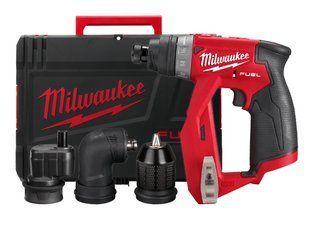 Дриль-шурупокрут акумуляторний MILWAUKEE, M12 FDDXKIT-0X, 34Нм (4 насадки FIXTEC, кліпса для ременя, HD кейс)