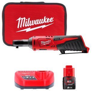 Гайковерт угловой аккумуляторный 1/4" MILWAUKEE, M12 IR-201B, 40Нм (+ заряд.устройство, 1 акум.Х 2Ач, сумка для инструментов)