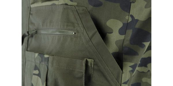 Куртка робоча NEO CAMO, розмір M (50), 255 г/м2, високий комір, регулювання манжет, комбіновані багатофункціональні кишені на блискавці та липучках, камуфляжна