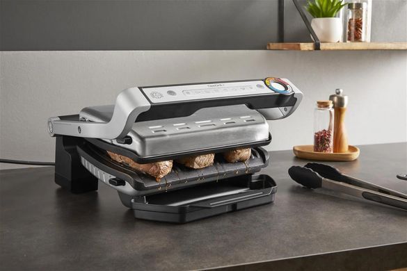 Гриль Tefal прижимной OptiGrill+ 2000Вт, темп. режимов-4, съемные пластины, алюминий, металл