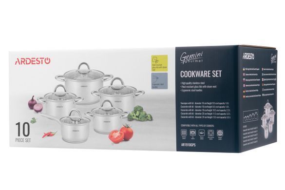 Набор посуды Ardesto Gemini Gourmet Andria, 10 пред., нержавеющая сталь