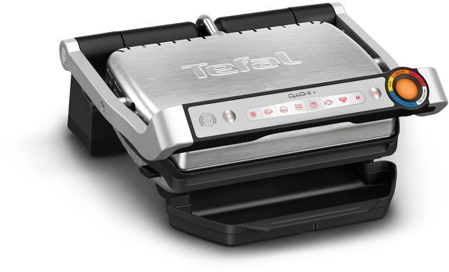 Гриль Tefal прижимной OptiGrill+ 2000Вт, темп. режимов-4, съемные пластины, алюминий, металл