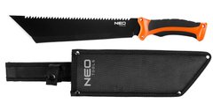 Мачете Neo Tools Full Tang, 400 мм, лезвие 255 мм, рукоятка ABS+TPR, пила на обухе, чехол