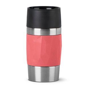 Термочашка Tefal Compact Mug, 300мл, диам72, t холл. 6г, гар.3г, нерж.сталь+пластик, красный