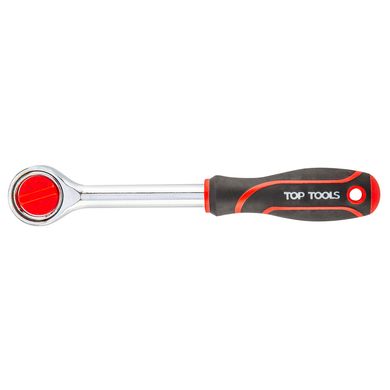Ключ-трещотка Top Tools, 3/8", 24 зубца, 200мм, держатель прорезиненный