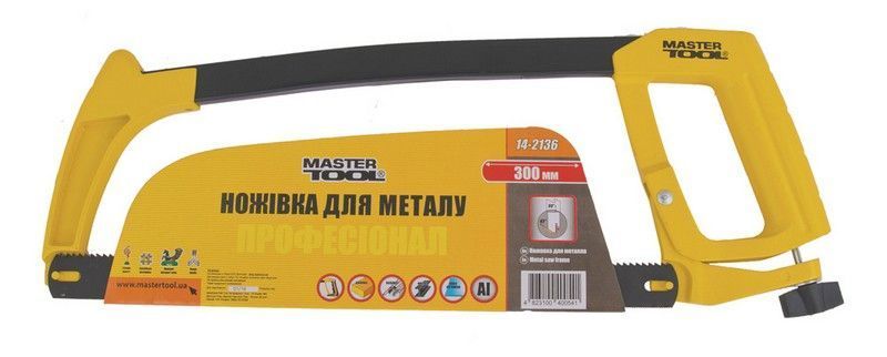 Ножівка по металу MASTERTOOL 300 мм алюмінієва рукоять кут нахилу полотна 45-90&deg; flex полотно дерево/метал 14-2136