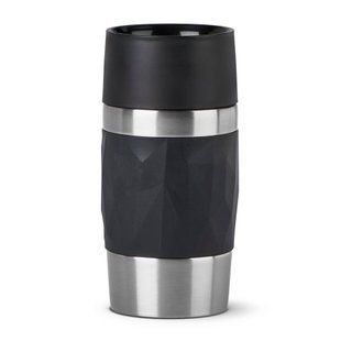 Термочашка Tefal Compact Mug, 300мл, диам72, t холл. 6г, гар.3г, нерж.сталь+пластик, черный