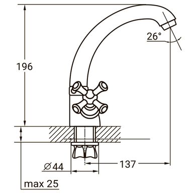 Змішувач PL 1/2 "для кухні гусак короткий вухо на гайці AQUATICA (PL-4B355C)