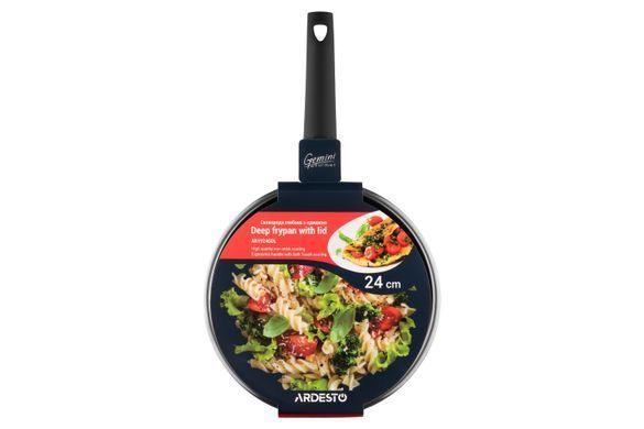 Сковорода глубокая с крышкой Ardesto Gemini Gourmet Viareggio, 24см, алюминий, черный