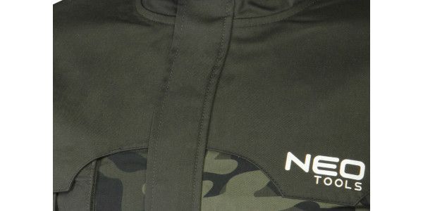 Куртка рабочая NEO CAMO, размер XXL (56), 255 г/м2, высокий воротник, регулировка манжет, комбинированные многофункциональные карманы на молнии и липучках, камуфляж.