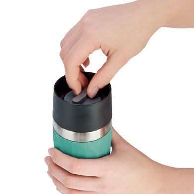 Термочашка Tefal Compact Mug, 300мл, диам72, t холл. 6г, гар.3г, нерж.сталь+пластик, зеленый