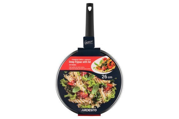 Сковорода глубокая с крышкой Ardesto Gemini Gourmet Viareggio, 26см, алюминий, черный