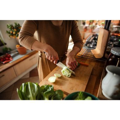 Кухонний ніж поварський Santoku Fiskars Functional Form, 16см, нержавіюча сталь, пластик, чорний