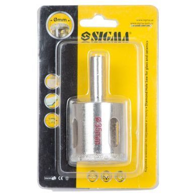 Коронки алмазные по керамике и стеклу &Oslash;35мм SIGMA (1541351)