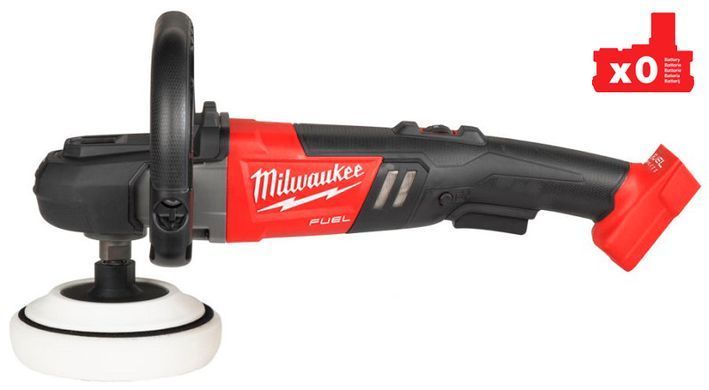 Машина полировальная угловая безщеточная аккумуляторная MILWAUKEE, M18 FAP180-0X, диаметр 180мм, (полировальная платформа, пылезащитный экран, D-образная ручка, боковая ручка, HDкейс)