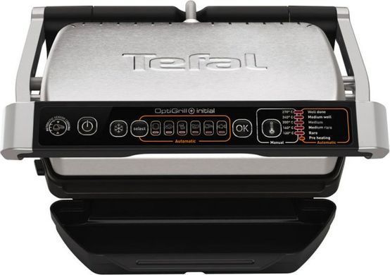 Гриль Tefal прижимной OptiGrill+ Initial 2000Вт, темп. режимов-5, съемные пластины, металл