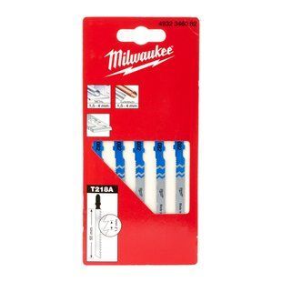 Полотна для лобзиков T218A MILWAUKEE, 55х1,2мм, (5шт), (фигурный рез, универсальные)
