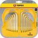 Ключі шестигранні та Torx TOPEX, набір 18 од., 1.5-10 мм, T10-T50, короткі
