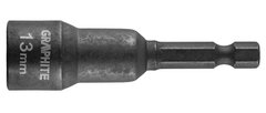 Головка торцевая GRAPHITE, ударная с магнитом, 1/4", 13х65 мм, сталь S2
