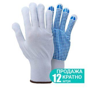 Рукавички трикотажні з крапковим ПВХ покриттям р9 (білі, манжет) КРАТНО 12 парам SIGMA (9442421)