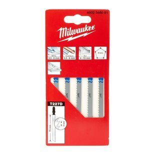Полотна для лобзиков T218A MILWAUKEE, 75х3,0мм, (5шт), (фигурный рез, универсальные)